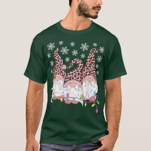T-shirt Nains de Noël drôles à imprimé léopard rose Gnomes
