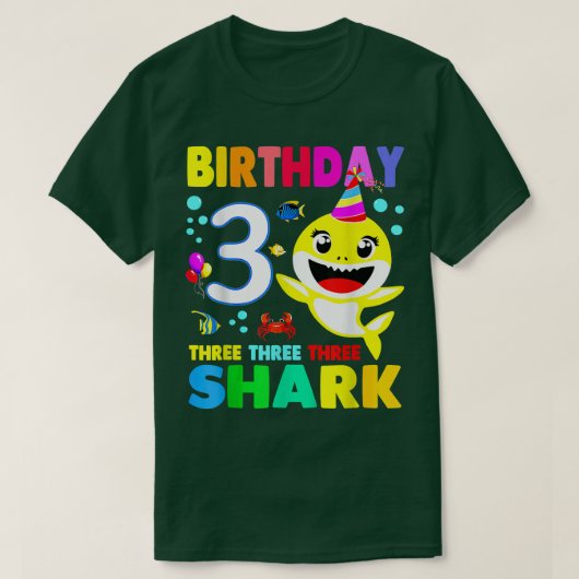 T-shirt Naissance du requin 3 ans 3e anniversaire Jumelage (Design devant)
