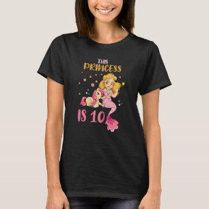 T-shirt Naissance Magique Née Âge 10 Ans Jolie Sirène