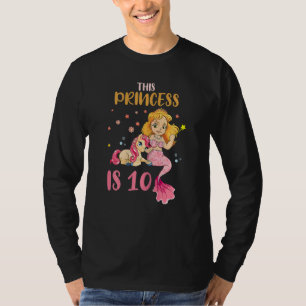 T-shirt Naissance Magique Née Âge 10 Ans Jolie Sirène