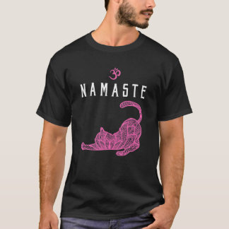 T-shirt Namaste Cat Yoga Pose Om Symbole Funny Yoga Cadeau