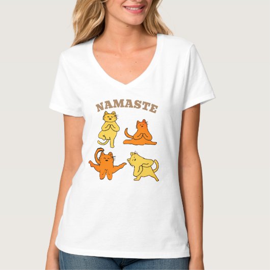 T-shirt Namaste Chats Chemise - Drôle Chat Yoga Femme Tee (Devant)