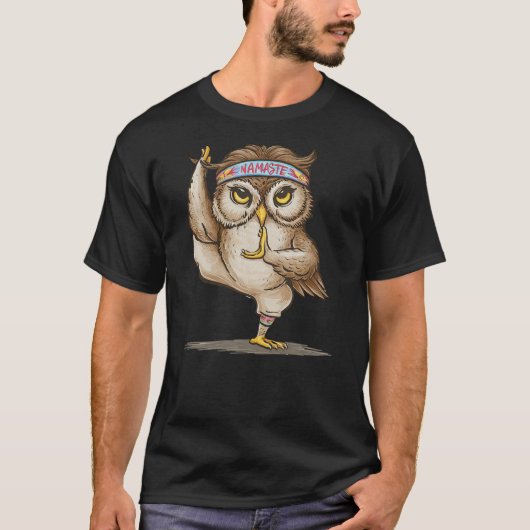 T-shirt Namaste Owl Yoga Pose Funny Animal Design (Devant)