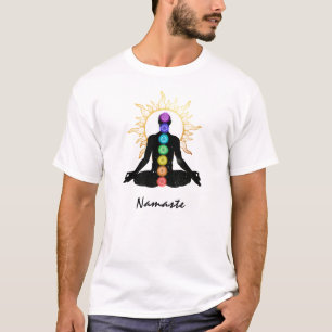 T-shirt *~* Namaste Universe Sun Meditate Lotus Pose Man