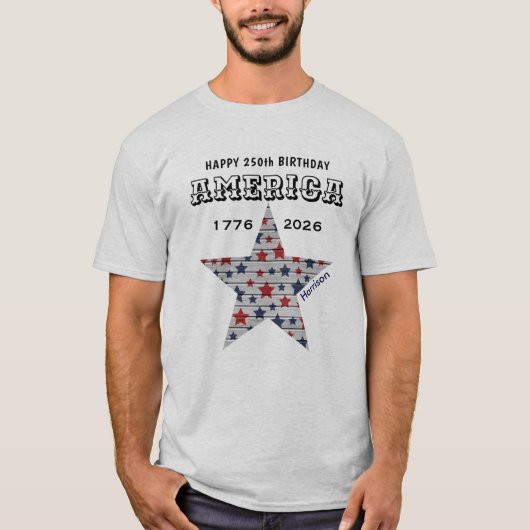 T-shirt Name || 250th Happy Birthday America Ash Grey (Devant)