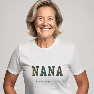 T-shirt Nana année customisée - tendance fleurie