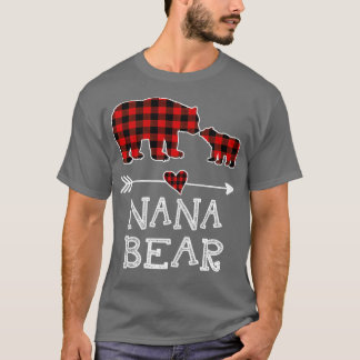 T-shirt Nana Bear Pajama de Noël Rouge Plaid Buffalo Famil