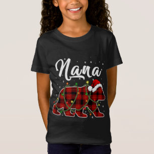 T-Shirt Nana Bear Xmas Rouge Plaid Correspondance de famil