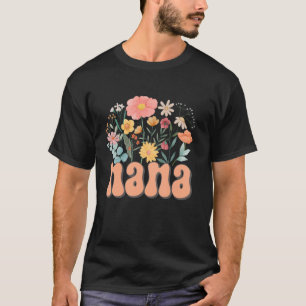 T-shirt Nana Floral Daisy Hippie Groovy Fleur Sauvage Drôl