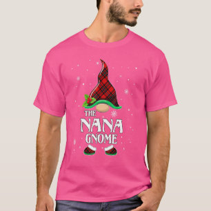 T-shirt Nana Gnome Rouge Plaid Correspondant Famille Noël 