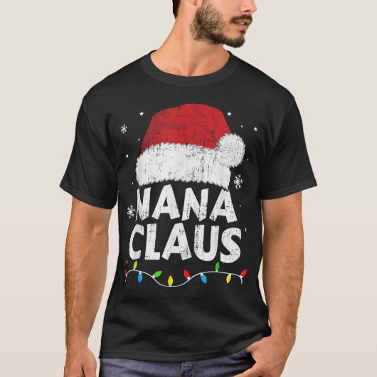 T-shirt Nana Grandma Claus Christmas Lights Matching Famil (Devant)