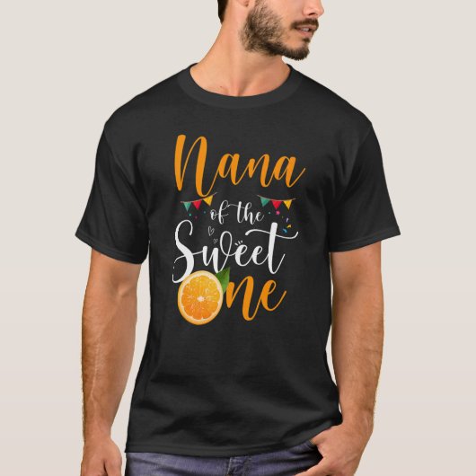 T-shirt Nana Of The Sweet One 1st Birthday Family Orange F (Devant)