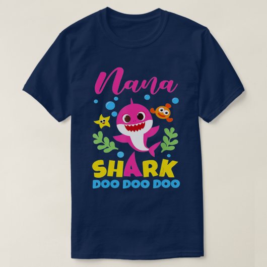 T-shirt Nana Shark Cadeau mignon bébé requin famille Corre (Design devant)