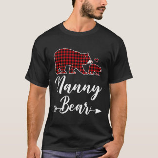T-shirt Nanny Bear Noël Pyjama rouge Plaid Matching Fam