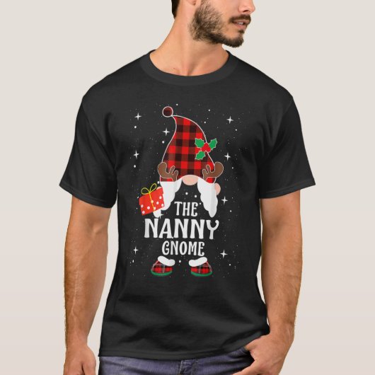 T-shirt Nanny Gnome Buffalo Plaid Matching Family Christma (Devant)
