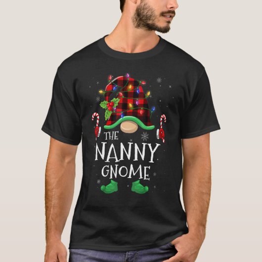 T-shirt Nanny Gnome Buffalo Plaid Matching Family Christma (Devant)