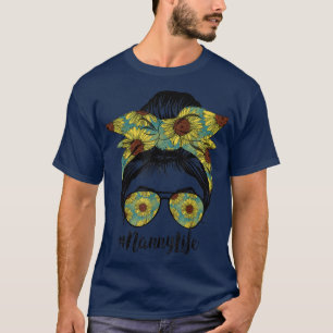 T-shirt Nanny Life Messy Cheveux Bun Sunflower Femmes Mère