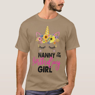 T-shirt Nanny Of The Birthday Girl Mother Cadeau Unicorn B