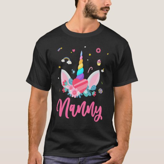 T-shirt Nanny Of The Birthday Girl Unicorn Thème Magique U (Devant)