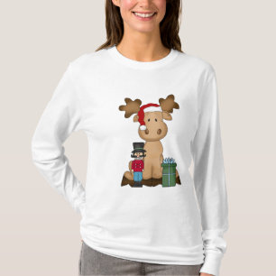 T-shirt nano de douille d'orignaux de Noël long