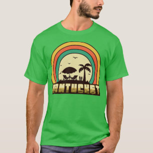 T-shirt Nantucket Beach Vintage Retro Style coucher de sol