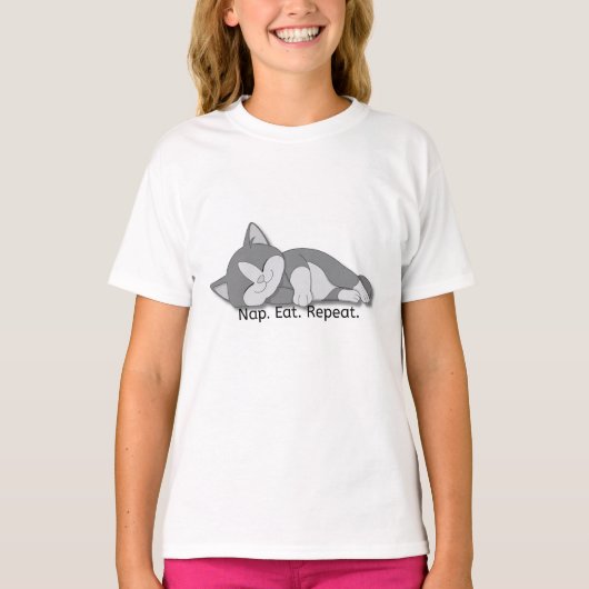 T-shirt Nap Manger Répéter – Graphique de chat mig (Devant)