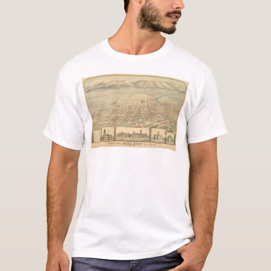 T-shirt Napa, carte panoramique de CA (0684A) (Devant)