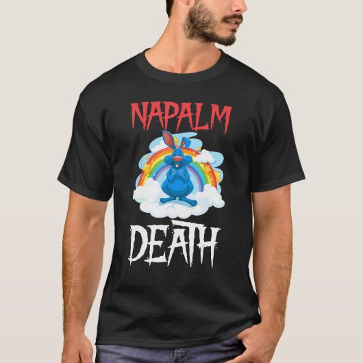 T-shirt Napalm Death Rainbow Bunny rose Napalm Death Rabbi (Devant)