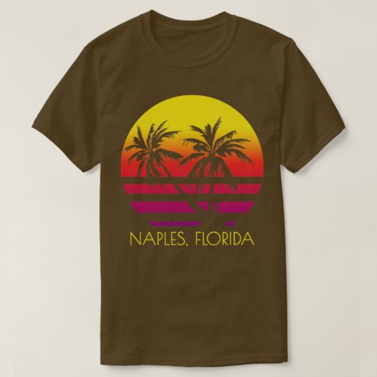 T-shirt Naples Beach Floride Tropical Palm Trees Sunset Va (Design devant)