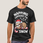 T-shirt Napng Through The Snow Funny Sloth Candy Cane Xmas (Devant)