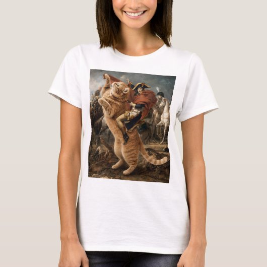 T-shirt Napoléon chevauchant un chat de bataille géant (Devant)