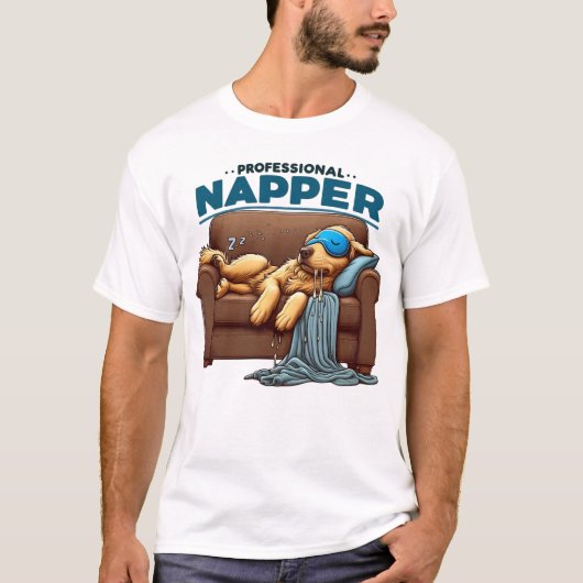 T-shirt Napper professionnel - Lazy Chien Drôle Drôle Cart (Devant)