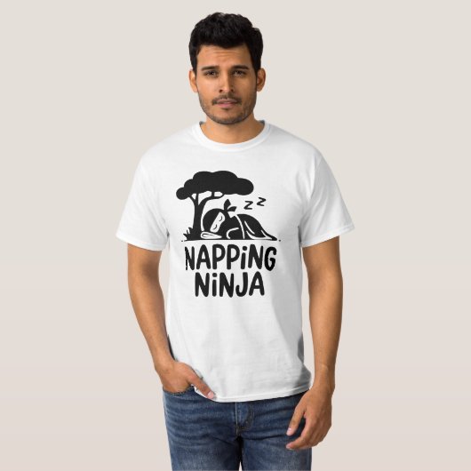 T-shirt Napping Ninja - Ninja Sleepy mignonne Art Drôle Sl (Devant entier)
