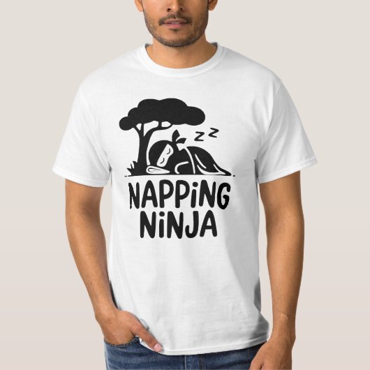 T-shirt Napping Ninja - Ninja Sleepy mignonne Art Drôle Sl (Devant)