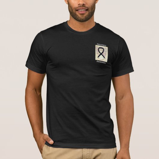 T-shirt Narcolepsy Black Awareness Ribbon Angel Custom Tee (Devant)