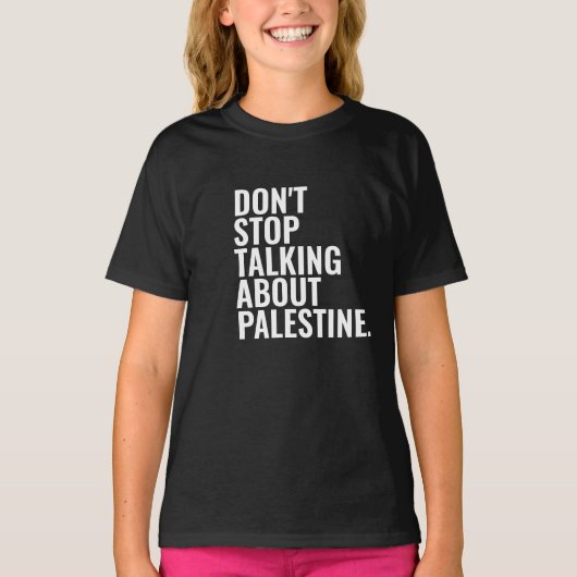 T-shirt n'arrêtez pas de parler de palestine Basic White (Devant)