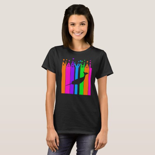T-shirt Narwhal Animal Rainbow Bubble with Silhouette (Devant entier)