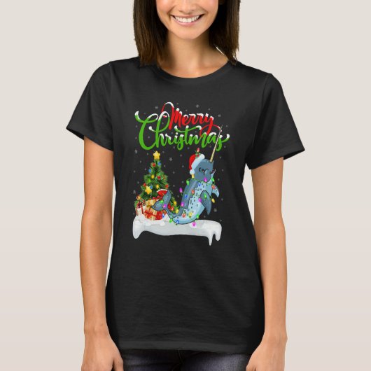 T-shirt Narwhal Fish Xmas Decorations Santa Narwhal Chri (Devant)
