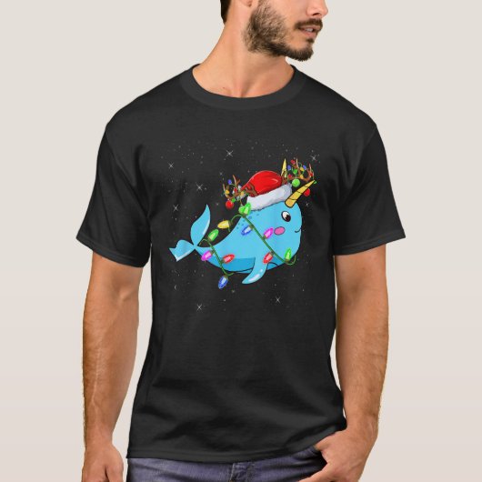 T-shirt Narwhal Lover Xmas Éclairage Père Noël Narwhal Chr (Devant)