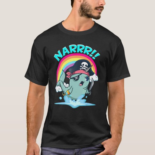 T-shirt Narwhal Pirate Narwhal Sea Unicorn Joke Graphisme (Devant)