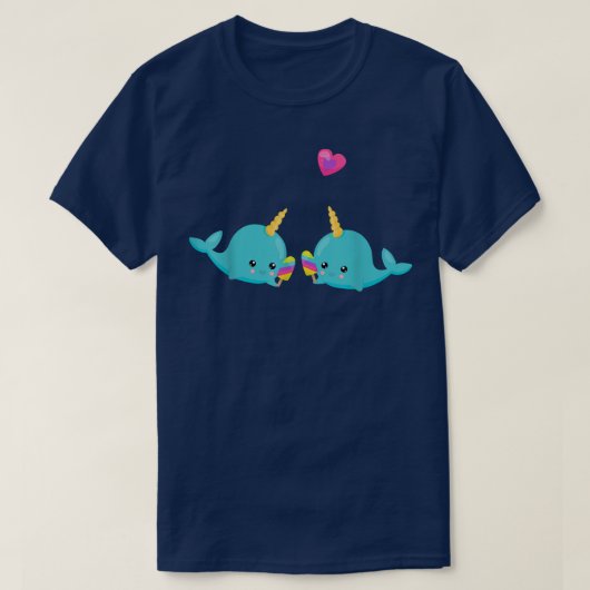 T-shirt Narwhals mangeant Popsicles arc-en-ciel Unicornes (Design devant)