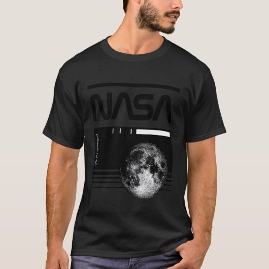 T-shirt NASA - Plan et code-barres de la Lune (Devant)