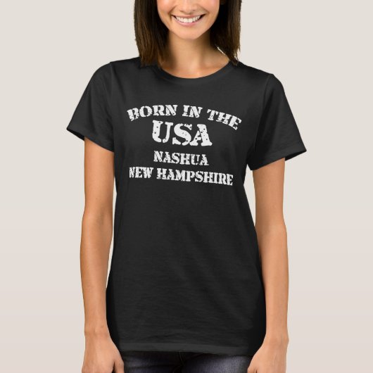 T-shirt Nashua New Hampshire Né aux Etats-Unis en détresse (Devant)