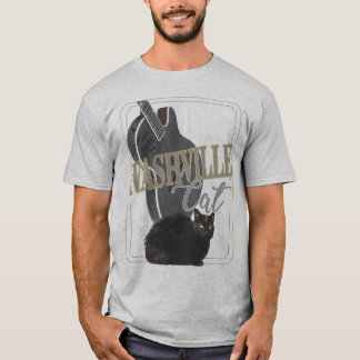 T-shirt Nashville Chat noir Chat Black Guitare noire DD