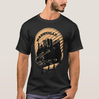 T-shirt Nashville Musique Guitare USA Skyline Silhouette E