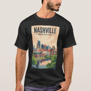 T-shirt Nashville Tennessee Skyline Travel Art Vintage