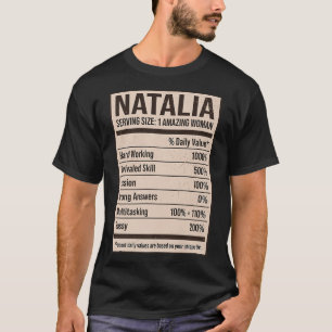 T-shirt Natalia Nutrition Facts Nom Pseudo Alias Titre