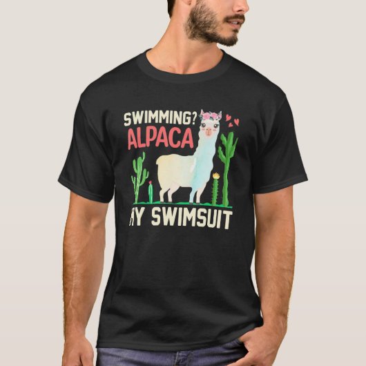 T-shirt Natation Alpaca Mon maillot de bain Funny Llama Lo (Devant)