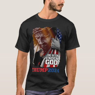 T-shirt Nation sous Dieu Président Trump 2024 America Chri
