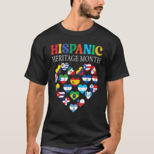 T-shirt National Hispanique Héritage Mois Tous les pays He
